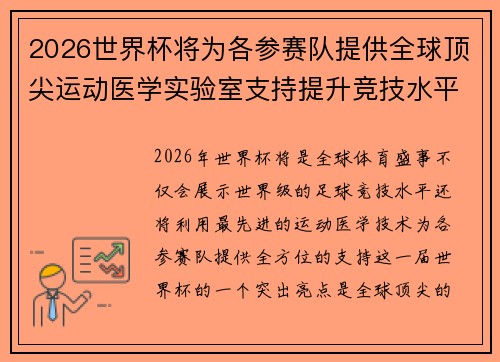 2026世界杯将为各参赛队提供全球顶尖运动医学实验室支持提升竞技水平 2026世界杯将为各参赛队提供全球顶尖运动医学实验室支持提升竞技水平